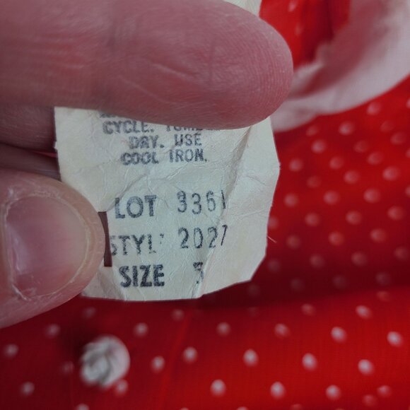 Jody T of California Vintage Red Dress White Polka Dots Lace Collar Rose Buttons - Picture 12 of 12